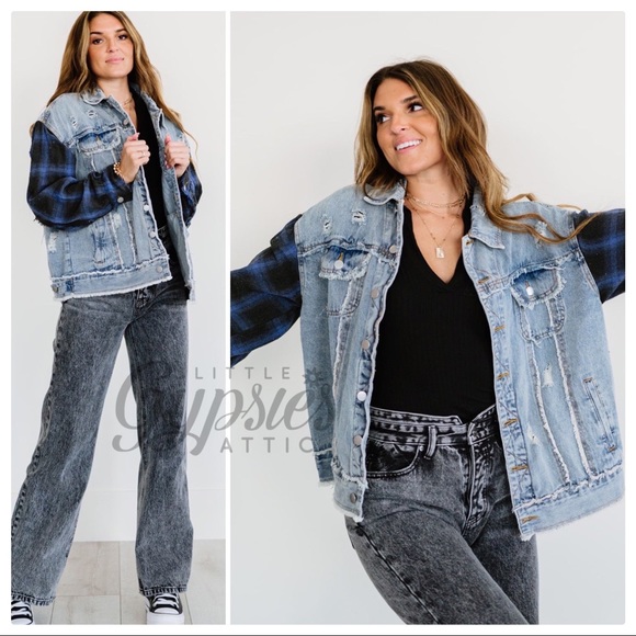 POL Out of the Woods Plaid and Denim Jacket - Picture 8 of 12